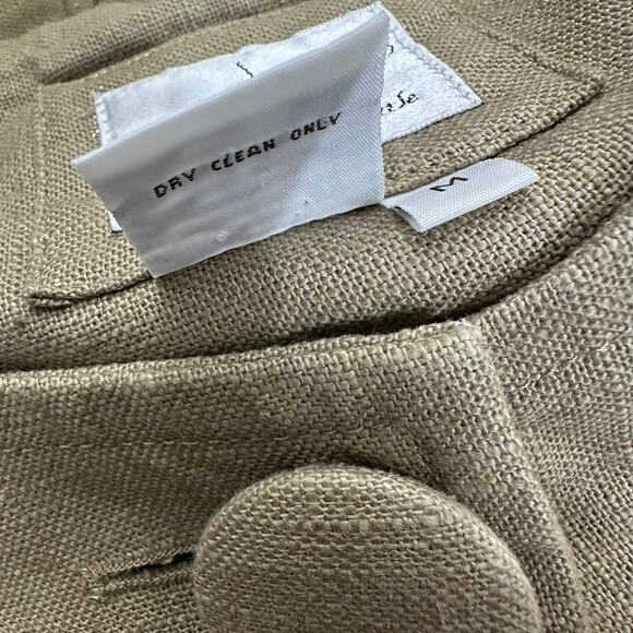 Live A Little Womens Linen Blend Coat Size M Beige Mid Length Scandi Minimalist - Picture 4 of 7